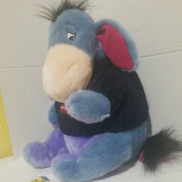 Winnie the Pooh Disney Store - Eeyore 4th of July Plush USA Flag Sweater 12" NWT - Picture 4 of 9